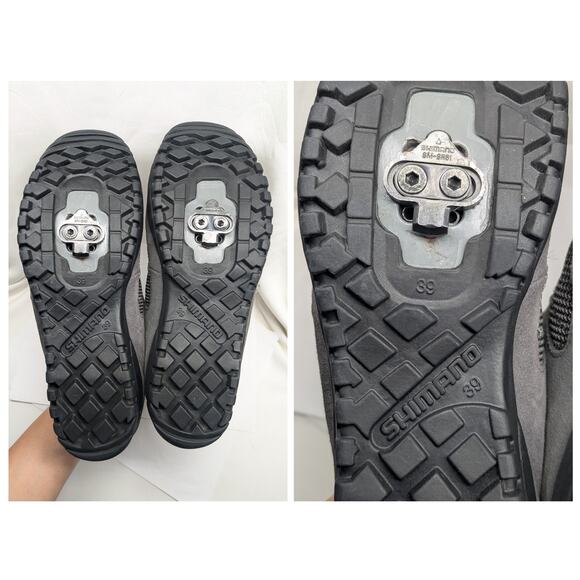 NWOB Shimano Cycling Shoes Mens 6 Gray Sneakers SH-MT20D Mountain 2-Bolt Cleats - Picture 5 of 8